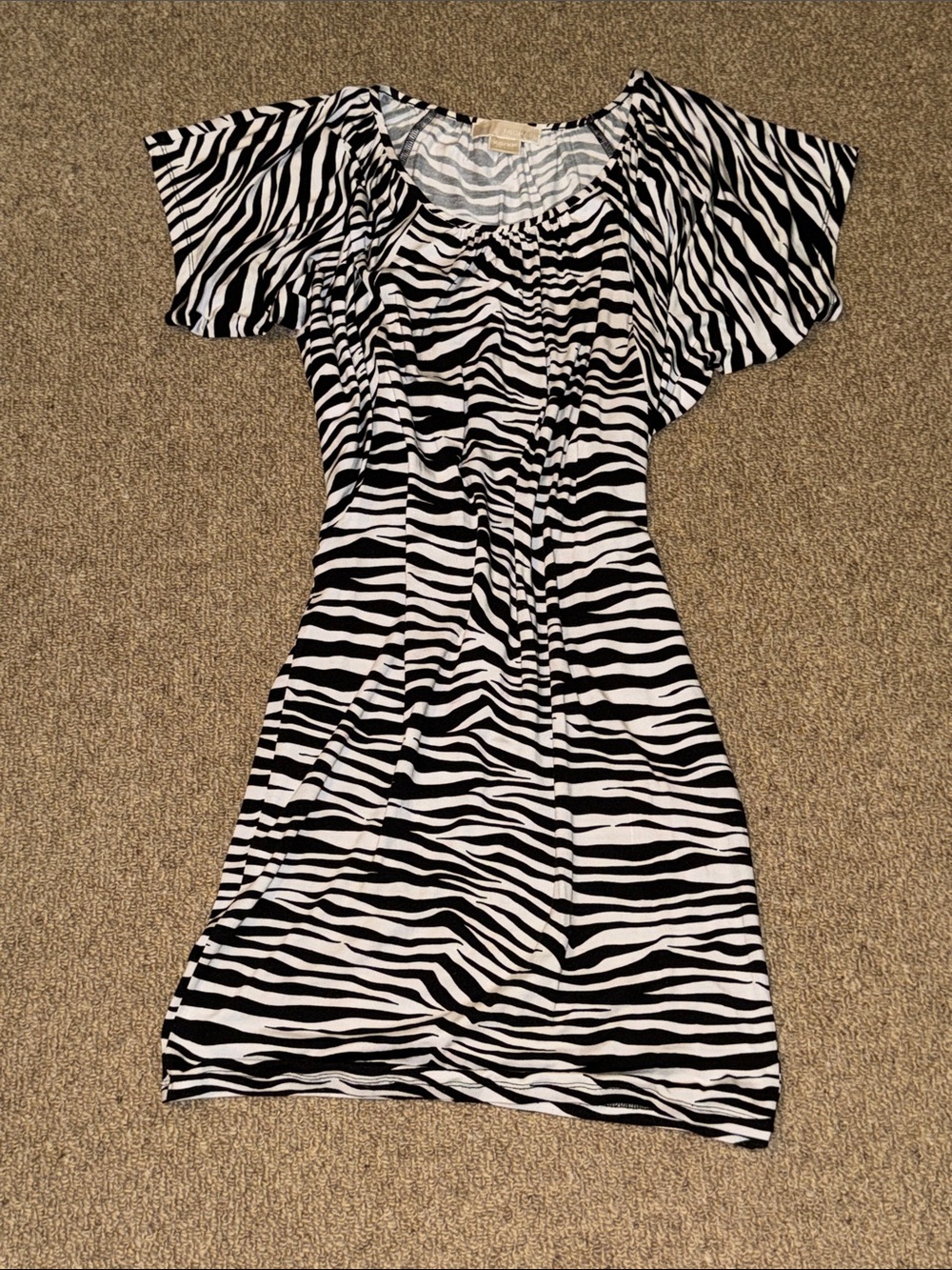 Michael Kors Black and White Zebra-Print Dress XS